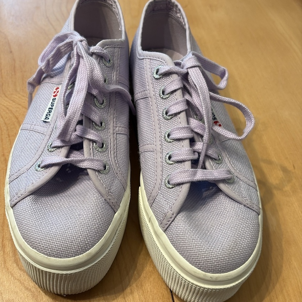 Superga Women's Light Purple Platform Sneakers. Size 6.5 - Picture 3 of 6